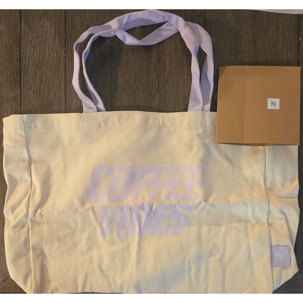 Nespresso Coffee Vibes Recycled Cotton Tote Bag Lavender Cream NEW